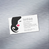 Minimalistische vrouw silhouet zwart schoonheidssa magnetisch visitekaartje (Voorbeeld)