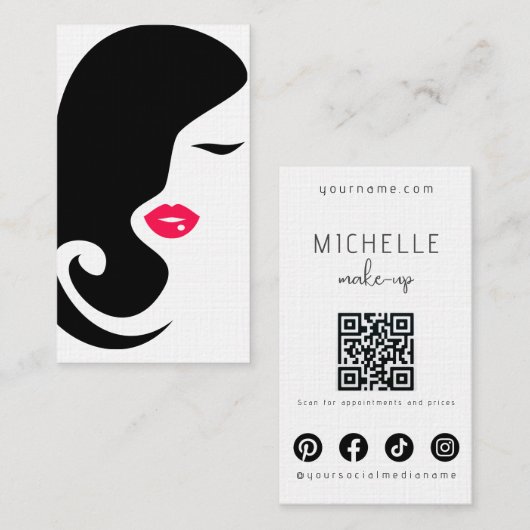 Minimalistische vrouw silhouet zwart schoonheidssa visitekaartje (Voorkant / Achterkant)