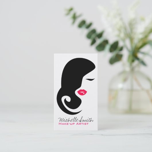 Minimalistische vrouw silhouet zwart schoonheidssa visitekaartje (Staand voorkant)