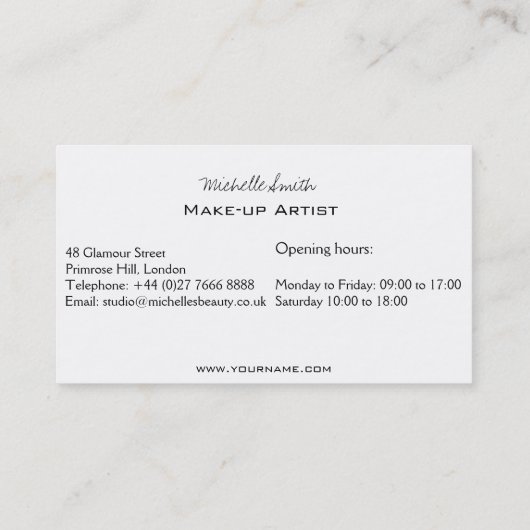 Minimalistische vrouw silhouet zwart schoonheidssa visitekaartje (Achterkant)