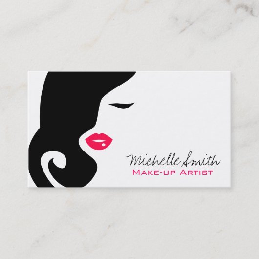 Minimalistische vrouw silhouet zwart schoonheidssa visitekaartje (Voorkant)