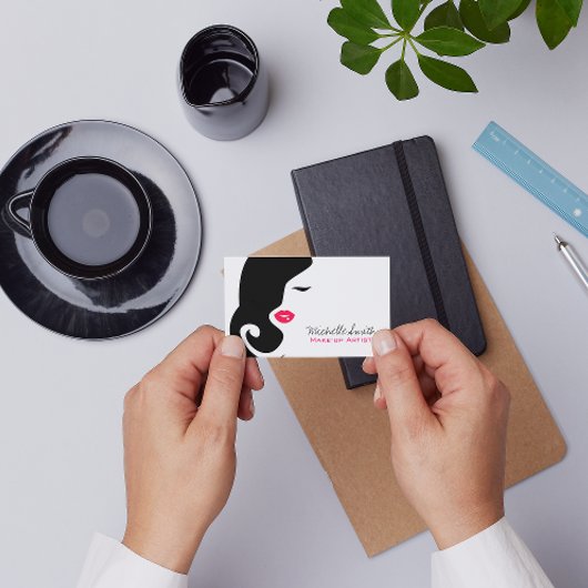 Minimalistische vrouw silhouet zwart schoonheidssa visitekaartje