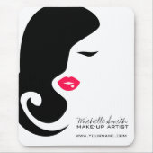 Minimalistische Vrouw Silhouet Zwarte Schoonheidss Muismat (Voorkant)