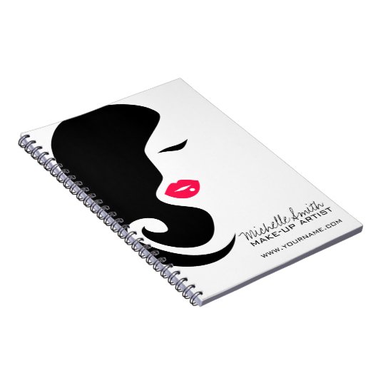 Minimalistische Vrouw Silhouet Zwarte Schoonheidss Notitieboek (Rechterzijde)