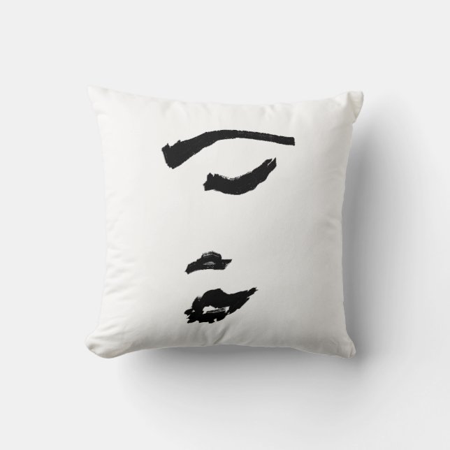 Minimalistische Vrouw Vrouwengezicht Schets Kussen (Voorkant)