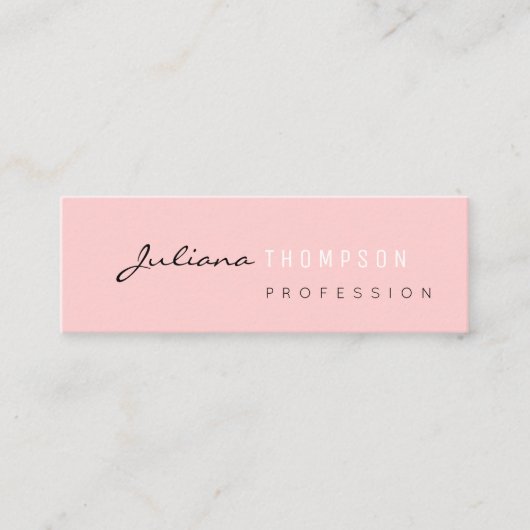 Minimalistische vrouwelijke blush roze mini visitekaartje (Voorkant)