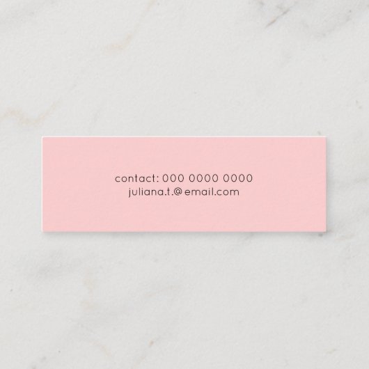 Minimalistische vrouwelijke blush roze mini visitekaartje (Achterkant)