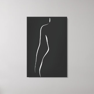 Minimalistische vrouwelijke lichaamslijn kunst swe canvas afdruk