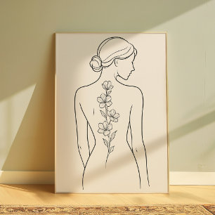 Minimalistische vrouwelijke lijn botanische vrouw  poster