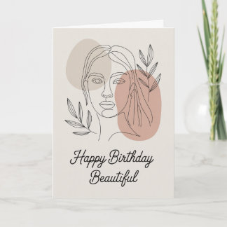 Minimalistische vrouwelijke lijntekening botanisch kaart
