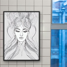Minimalistische vrouwelijke portretlijn kunstposte perfect poster
