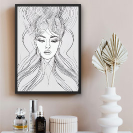 Minimalistische vrouwelijke portretlijn kunstposte poster