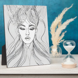 Minimalistische vrouwelijke portretlijn Kunstprint Fotoplaat