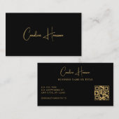 Minimalistische vrouwelijke QR-code Modern Black G Visitekaartje (Voorkant / Achterkant)