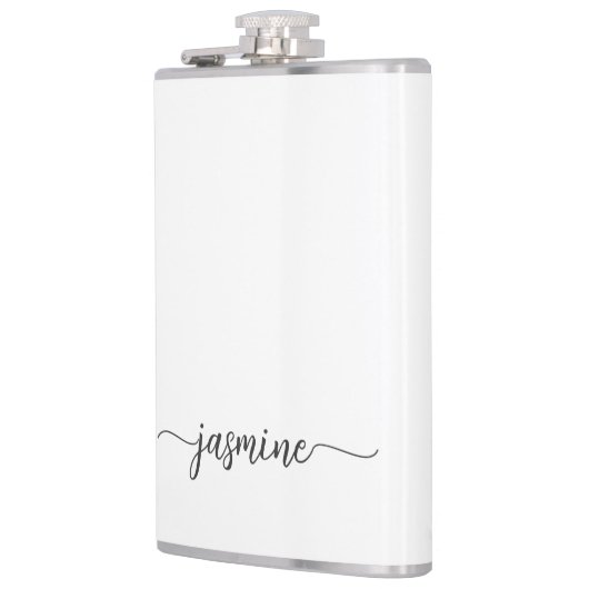 Minimalistische Vrouwelijke Witte Monogram Naam Le Heupfles (Links)