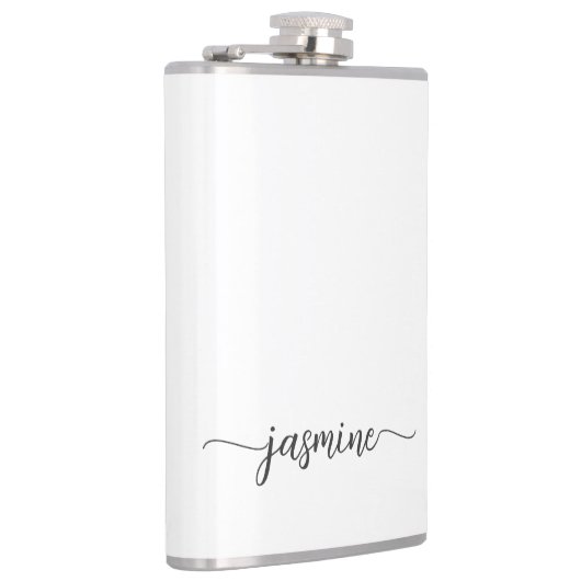 Minimalistische Vrouwelijke Witte Monogram Naam Sc Heupfles (Rechts)