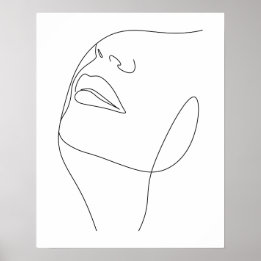 Minimalistische Vrouwen Gezicht Line Art Poster