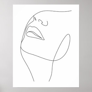 Minimalistische Vrouwen Gezicht Line Art Poster