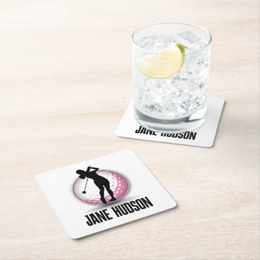 Minimalistische Vrouwen Golf Monogram Ontwerp Kartonnen Onderzetters (Insitu)