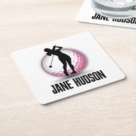 Minimalistische Vrouwen Golf Monogram Ontwerp Kartonnen Onderzetters (Schuin)