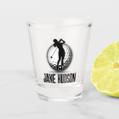 Minimalistische Vrouwen Golf Monogram Ontwerp Shot Glas (Voorkant)