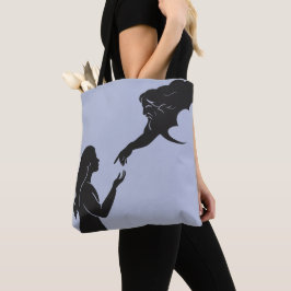 Minimalistische vrouwen silhouet met geloof en ins tote bag