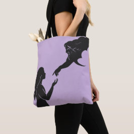 Minimalistische vrouwen silhouet met geloof en ins tote bag