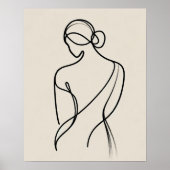 Minimalistische Vrouwen terug - Line Art Poster (Voorkant)