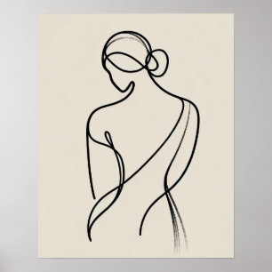 Minimalistische Vrouwen terug - Line Art Poster