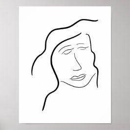 Minimalistische vrouwengezichtsketch voor galerijm poster