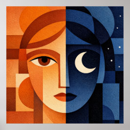 Minimalistische Vrouwengezichtskunst Terracotta Ab Poster