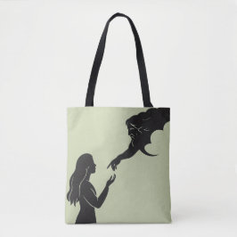 Minimalistische vrouwsilhouet met geloof en inspir tote bag