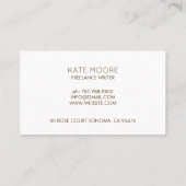 Minimalistische vulpen schrijverseditor visitekaartje (Achterkant)