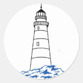 Minimalistische Vuurtoren Bruiloft Classic Ronde Ronde Sticker (Voorkant)