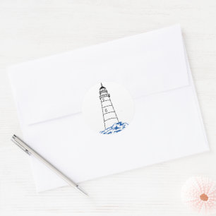 Minimalistische Vuurtoren Bruiloft Classic Ronde Sticker