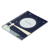 Minimalistische vuurtoren met maan en sterren notitieboek (Linkerzijde)