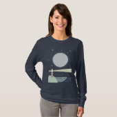 Minimalistische vuurtoren met maan en sterren t-shirt (Voorkant volledig)