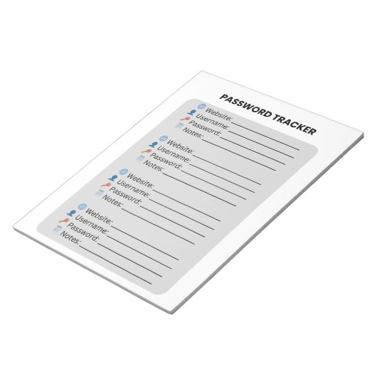 Minimalistische wachtwoord tracker  notitieblok (Schuin)