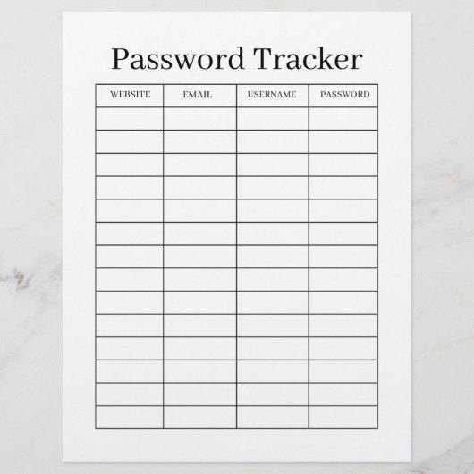 Minimalistische wachtwoordtracker  flyer (Voorkant)