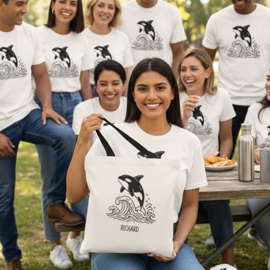 Minimalistische walvis Canvas tas voor familiereün