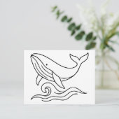 Minimalistische walvislijn kunst – Oceandier Briefkaart (Staand voorkant)