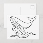 Minimalistische walvislijn kunst – Oceandier Briefkaart (Voorkant / Achterkant)
