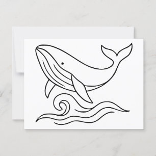 Minimalistische walvislijn kunst – Oceandier  Briefkaart