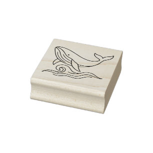 Minimalistische walvislijn kunst – Oceandier Rubberstempel