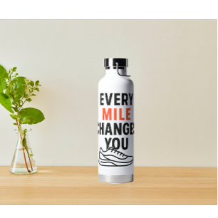 Minimalistische Wandel Quotes Oranje Zwarte Tekst Waterfles