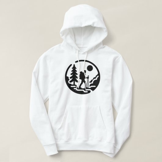 Minimalistische wandelaar Silhouet met Natuur Scen Hoodie (Design voorkant)