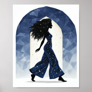 Minimalistische Wandelende Hemelse Vrouw Poster