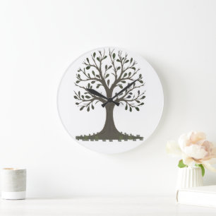 Minimalistische wandklok ronde boom des levens mod