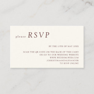Minimalistische Warm Witte Bourgogne QR Code RSVP Informatiekaartje