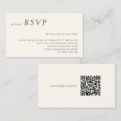 Minimalistische warme witte Bourgogne QR-code RSVP Informatiekaartje (Voorkant / Achterkant)
